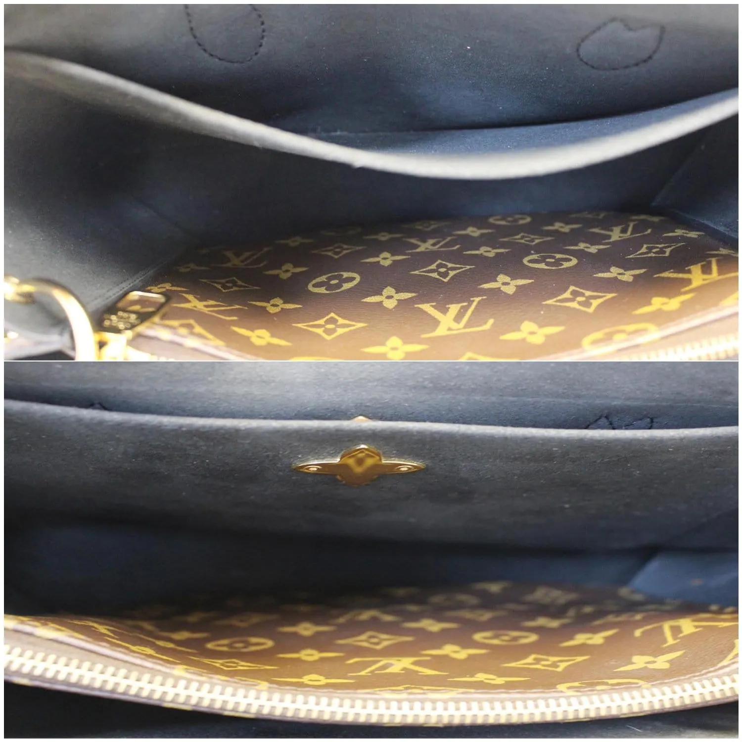 LOUIS VUITTON Flower Monogram Canvas Tote Bag Brown