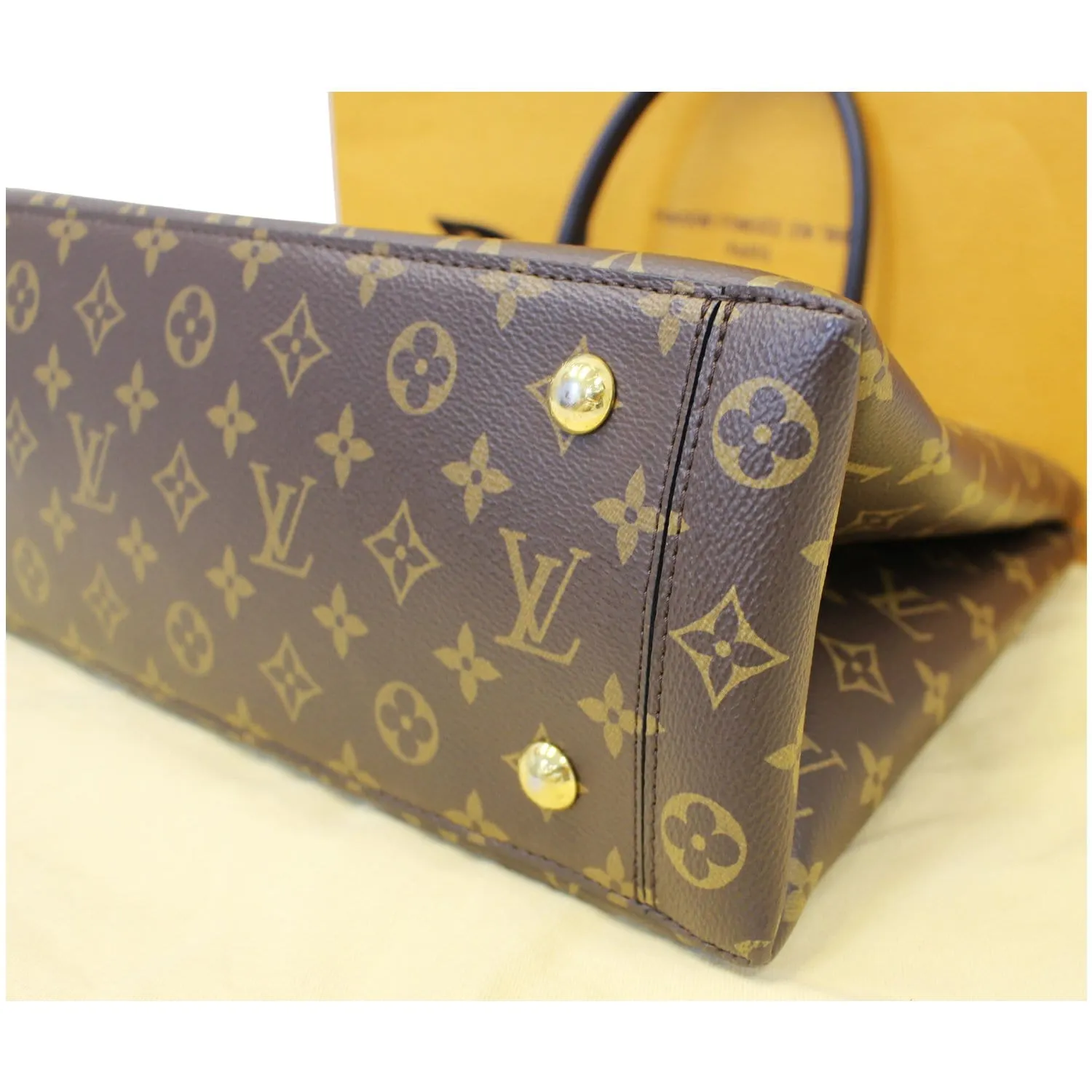 LOUIS VUITTON Flower Monogram Canvas Tote Bag Brown
