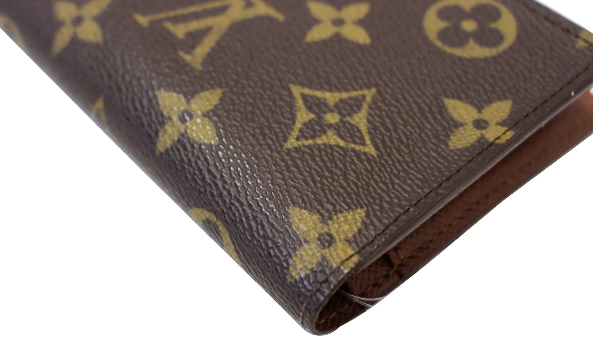 LOUIS VUITTON French Kisslock Monogram Canvas Wallet Brown