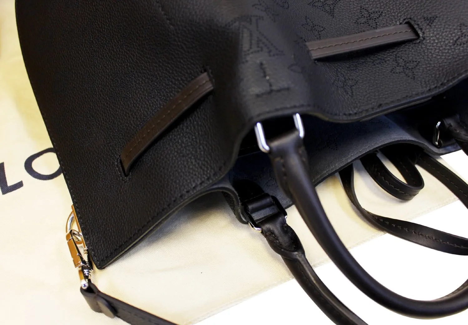 LOUIS VUITTON Girolata Mahina Black Monogram Leather Shoulder Bag
