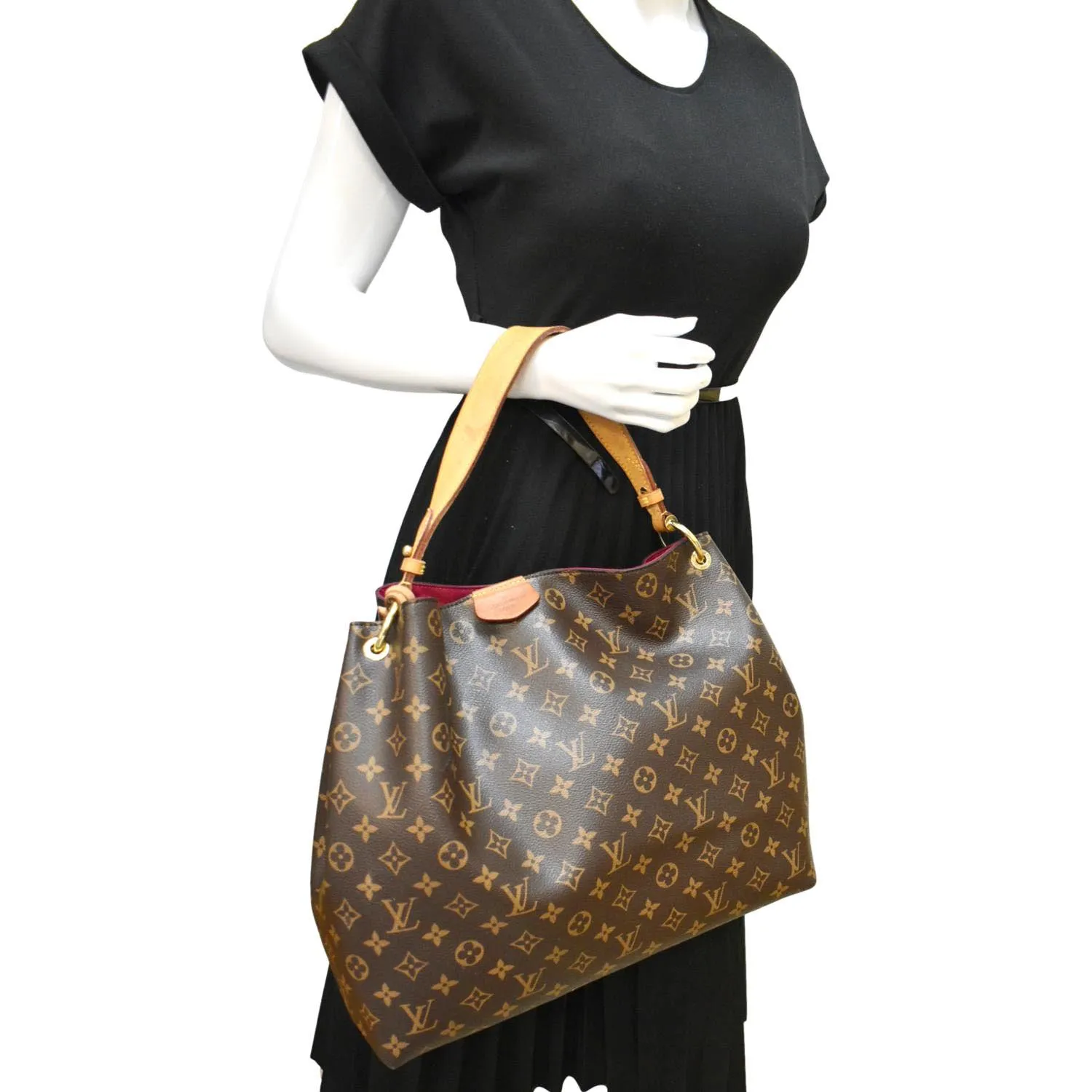 LOUIS VUITTON  Graceful MM Monogram Canvas Shoulder Bag Brown
