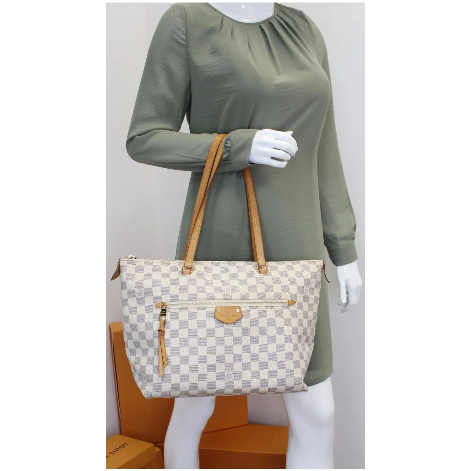 LOUIS VUITTON Iena MM Damier Azur Shoulder Bag White