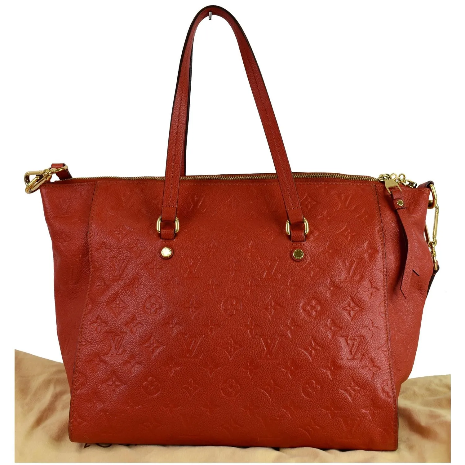 LOUIS VUITTON Lumineuse PM Monogram Empreinte Leather Shoulder Bag Red