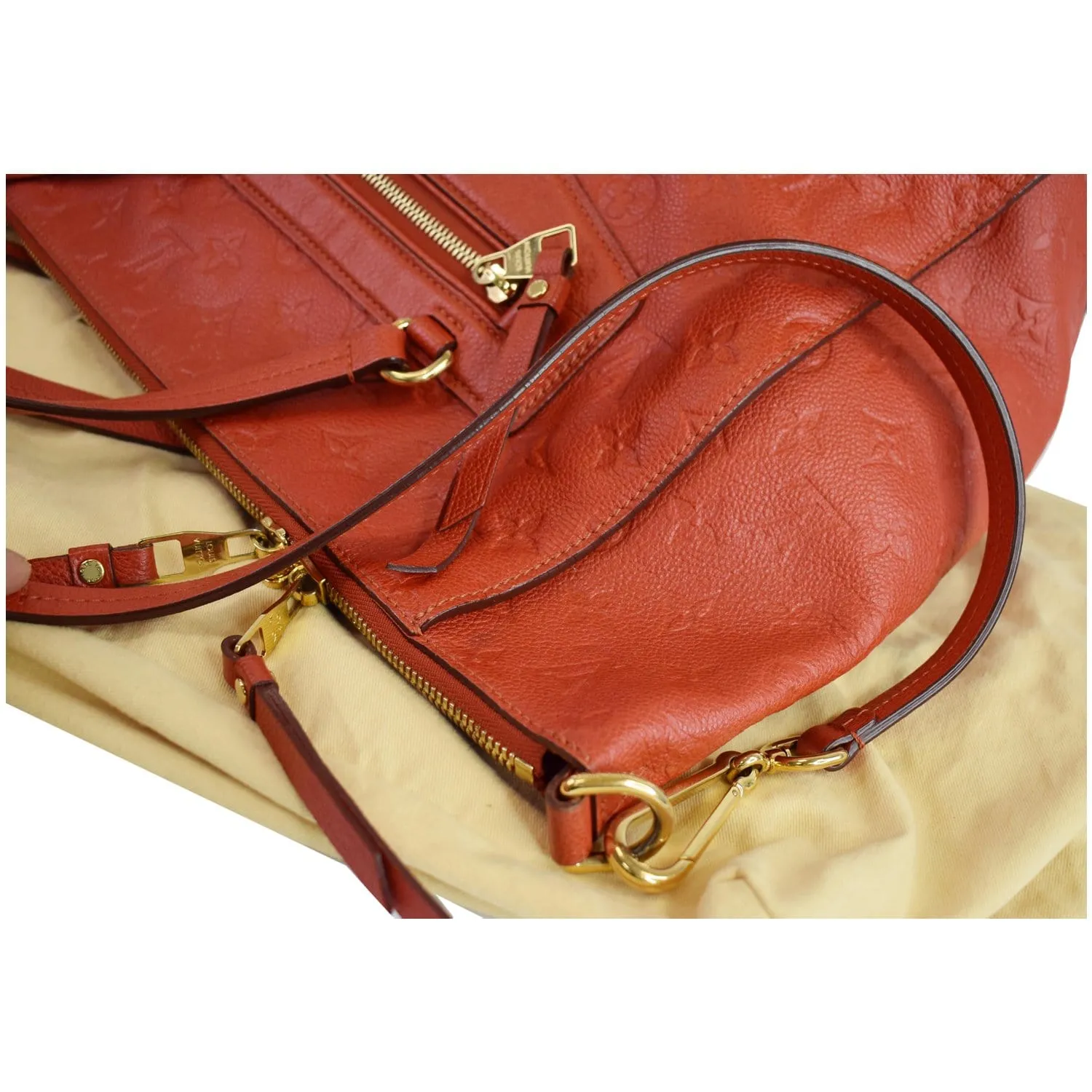LOUIS VUITTON Lumineuse PM Monogram Empreinte Leather Shoulder Bag Red