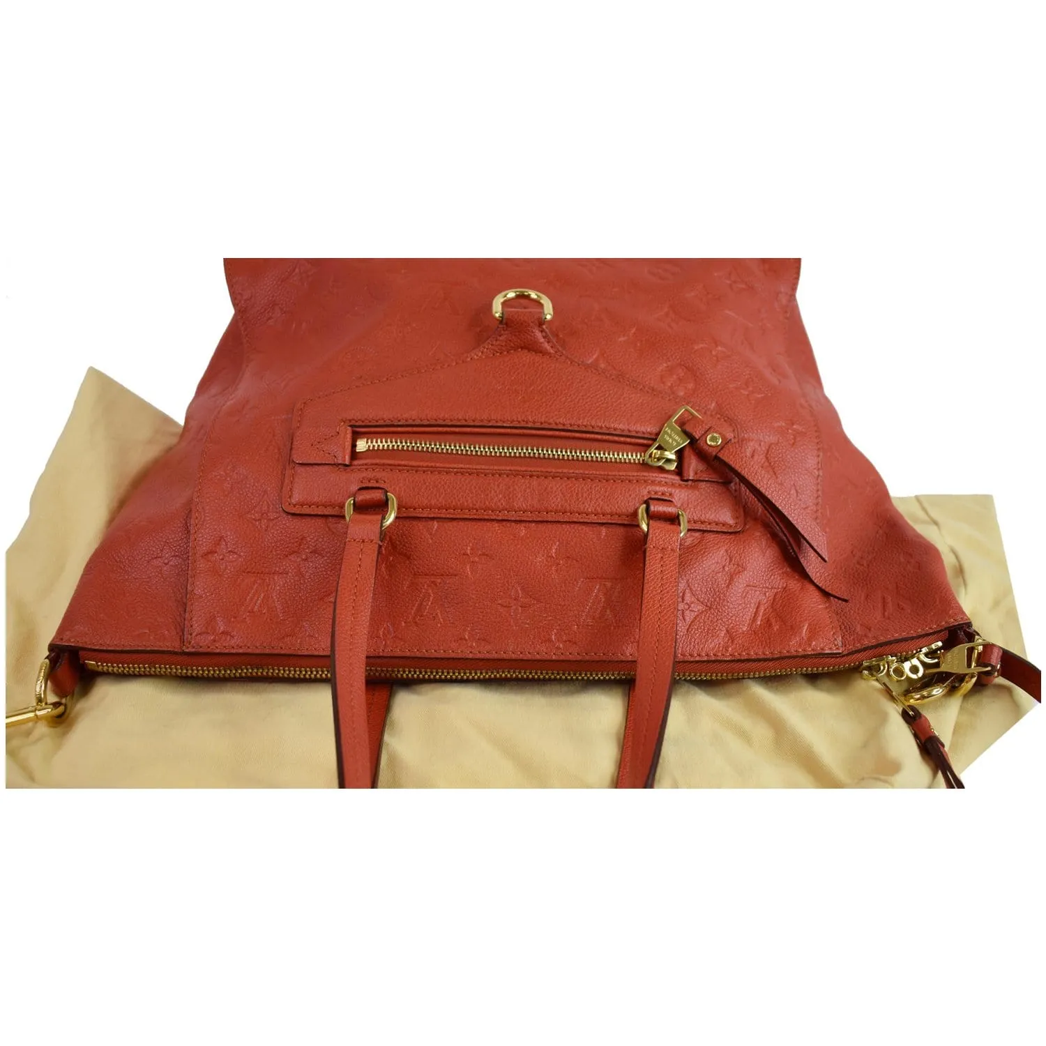 LOUIS VUITTON Lumineuse PM Monogram Empreinte Leather Shoulder Bag Red