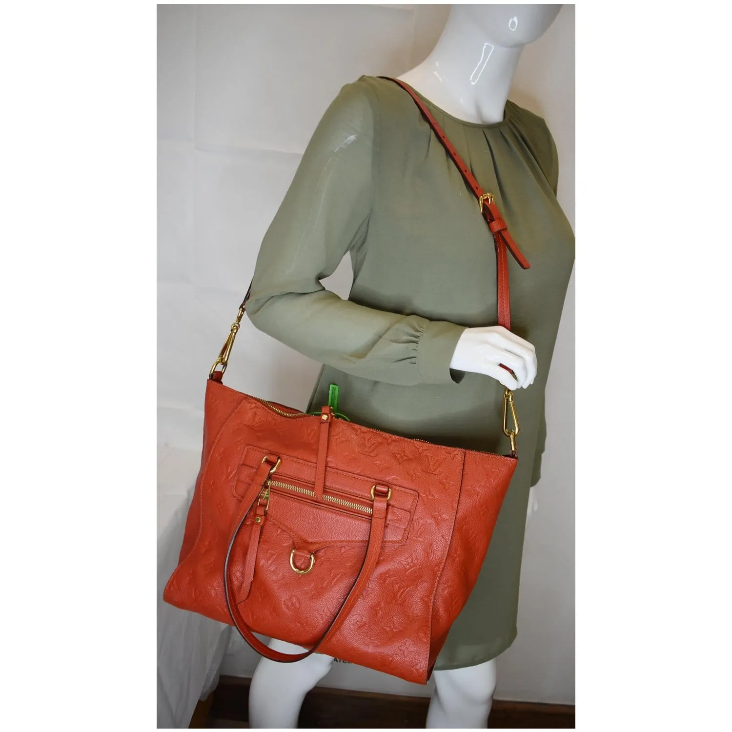 LOUIS VUITTON Lumineuse PM Monogram Empreinte Leather Shoulder Bag Red