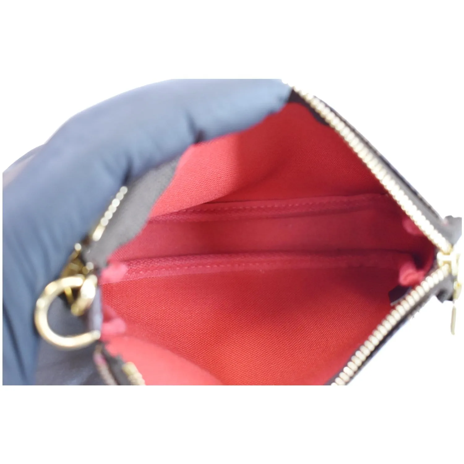 LOUIS VUITTON Mini Pochette Damier Ebene Accessories Pouch Brown