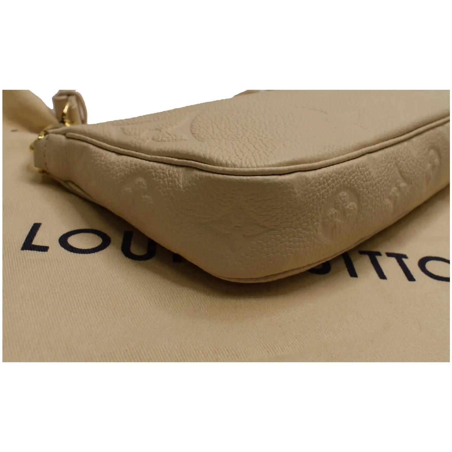 LOUIS VUITTON Multi Pochette Accessories Empreinte Shoulder Bag Cream