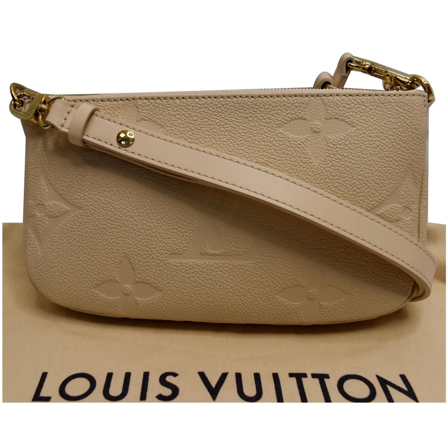 LOUIS VUITTON Multi Pochette Accessories Empreinte Shoulder Bag Cream