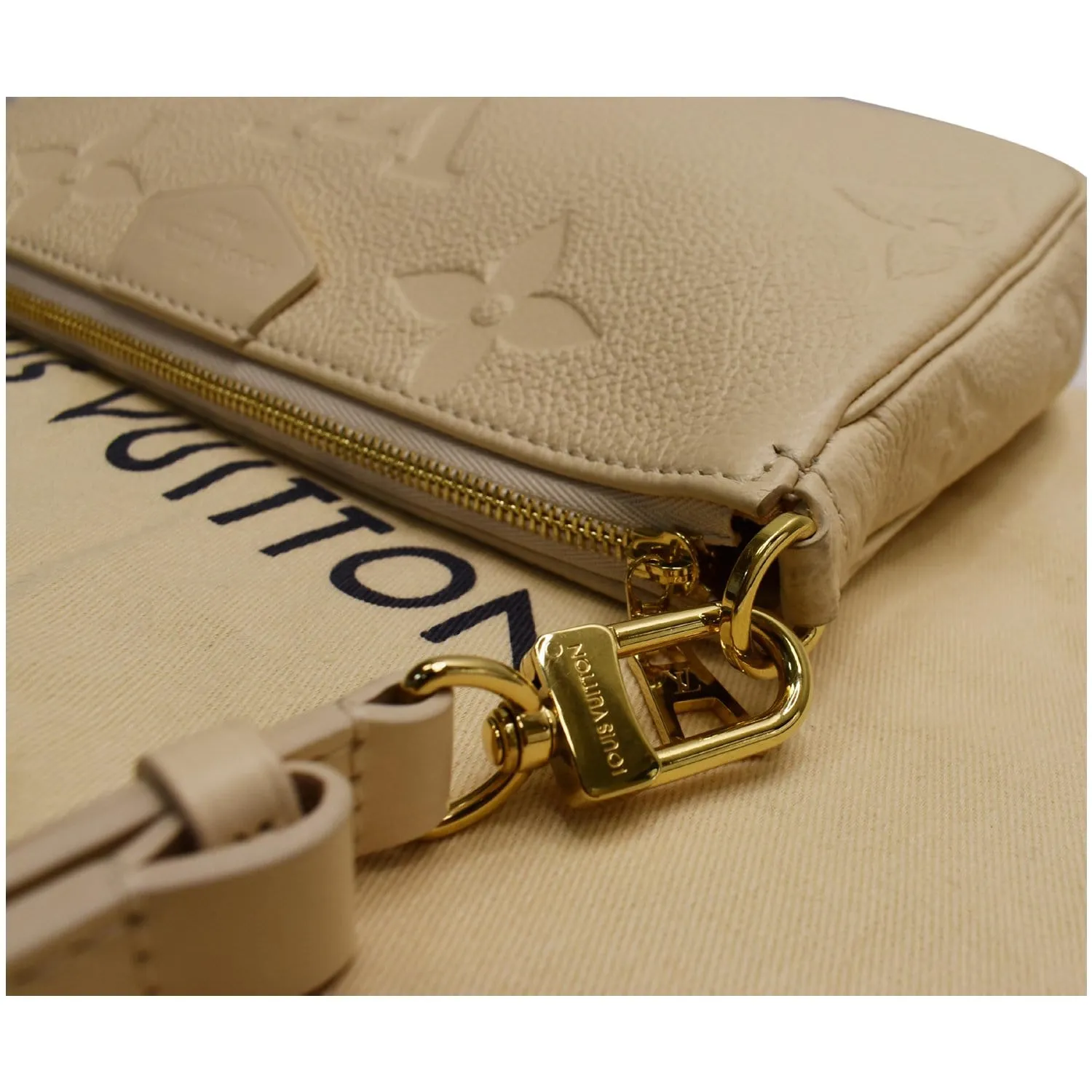 LOUIS VUITTON Multi Pochette Accessories Empreinte Shoulder Bag Cream
