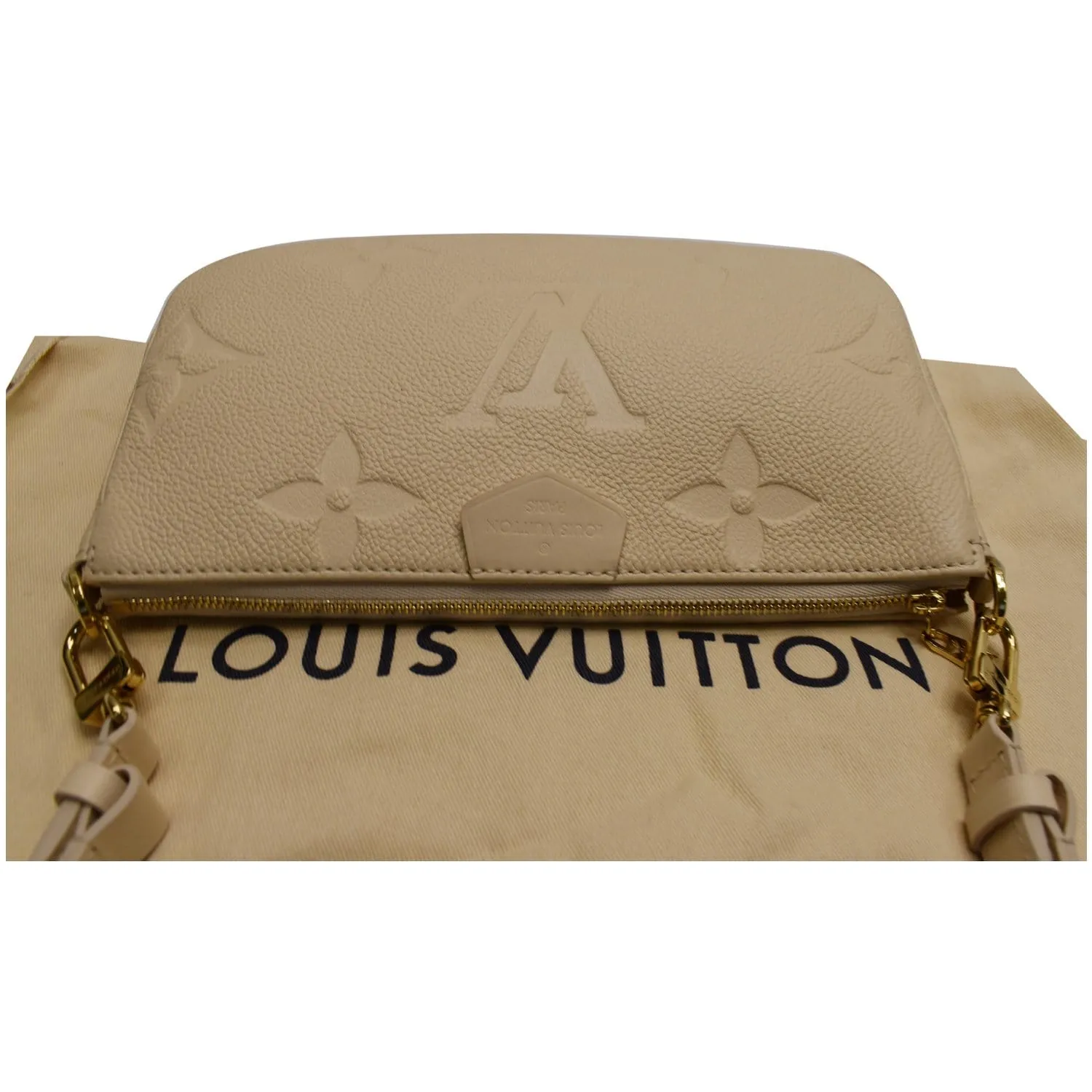 LOUIS VUITTON Multi Pochette Accessories Empreinte Shoulder Bag Cream