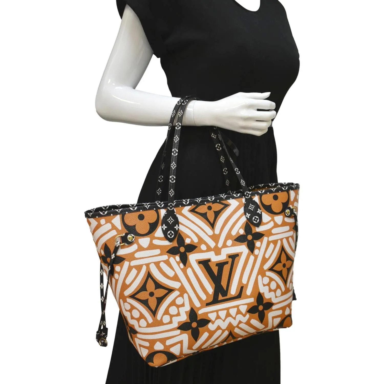 LOUIS VUITTON Neverfull Crafty MM Monogram Gaint Canvas Tote Bag Caramel