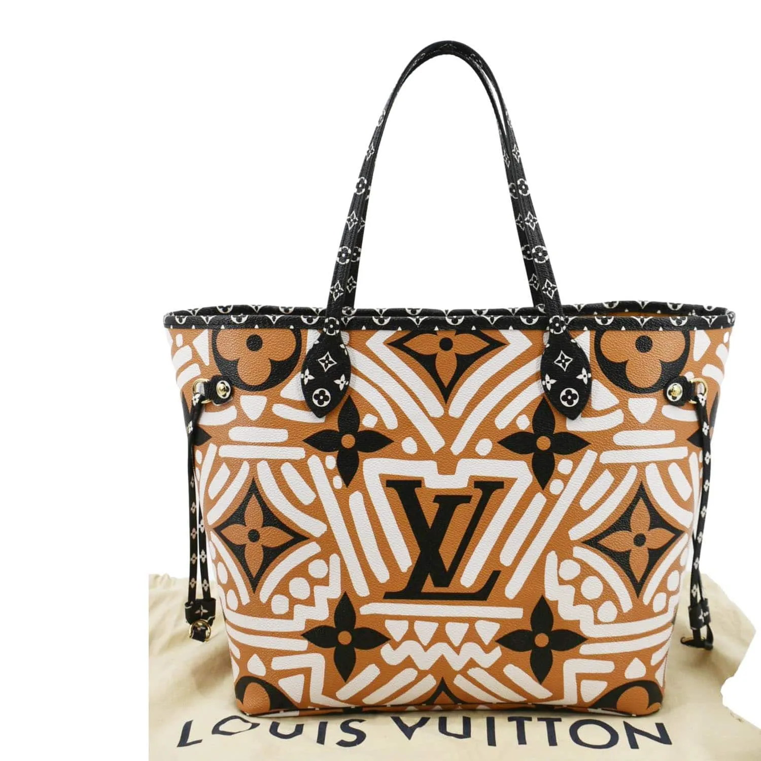 LOUIS VUITTON Neverfull Crafty MM Monogram Gaint Canvas Tote Bag Caramel