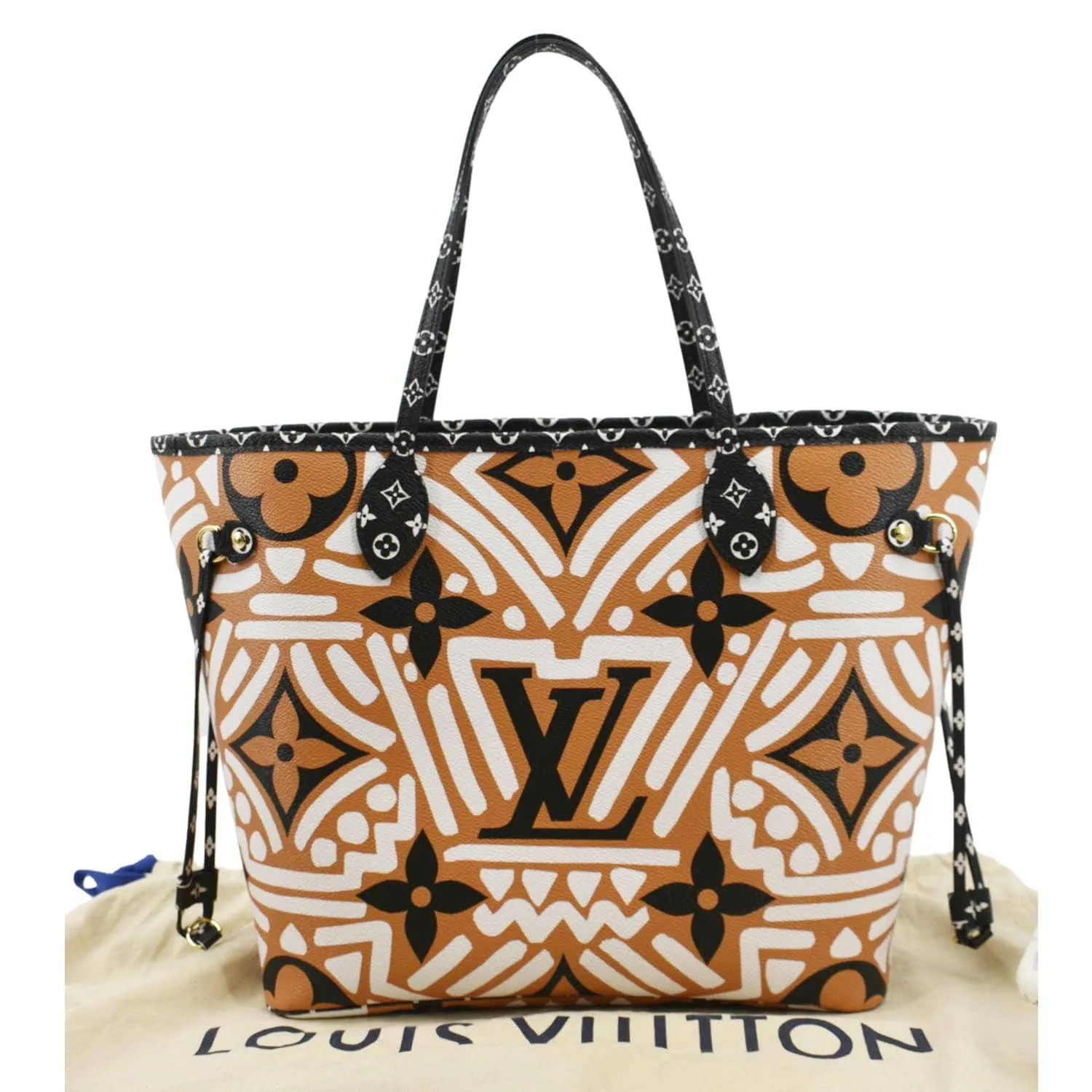 LOUIS VUITTON Neverfull Crafty MM Monogram Gaint Canvas Tote Bag Caramel