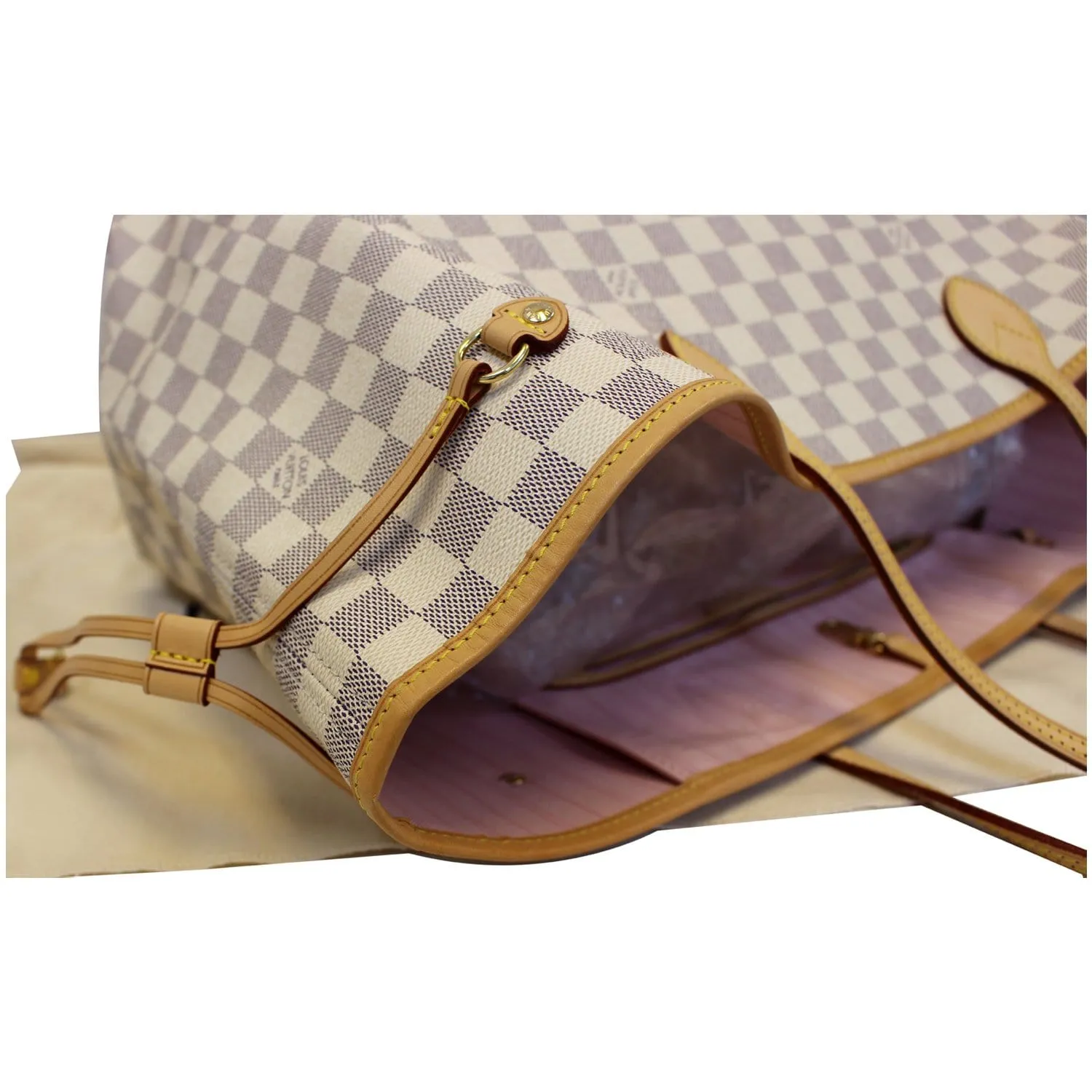 LOUIS VUITTON Neverfull GM Damier Azur Tote Shoulder Bag Rose Ballerine