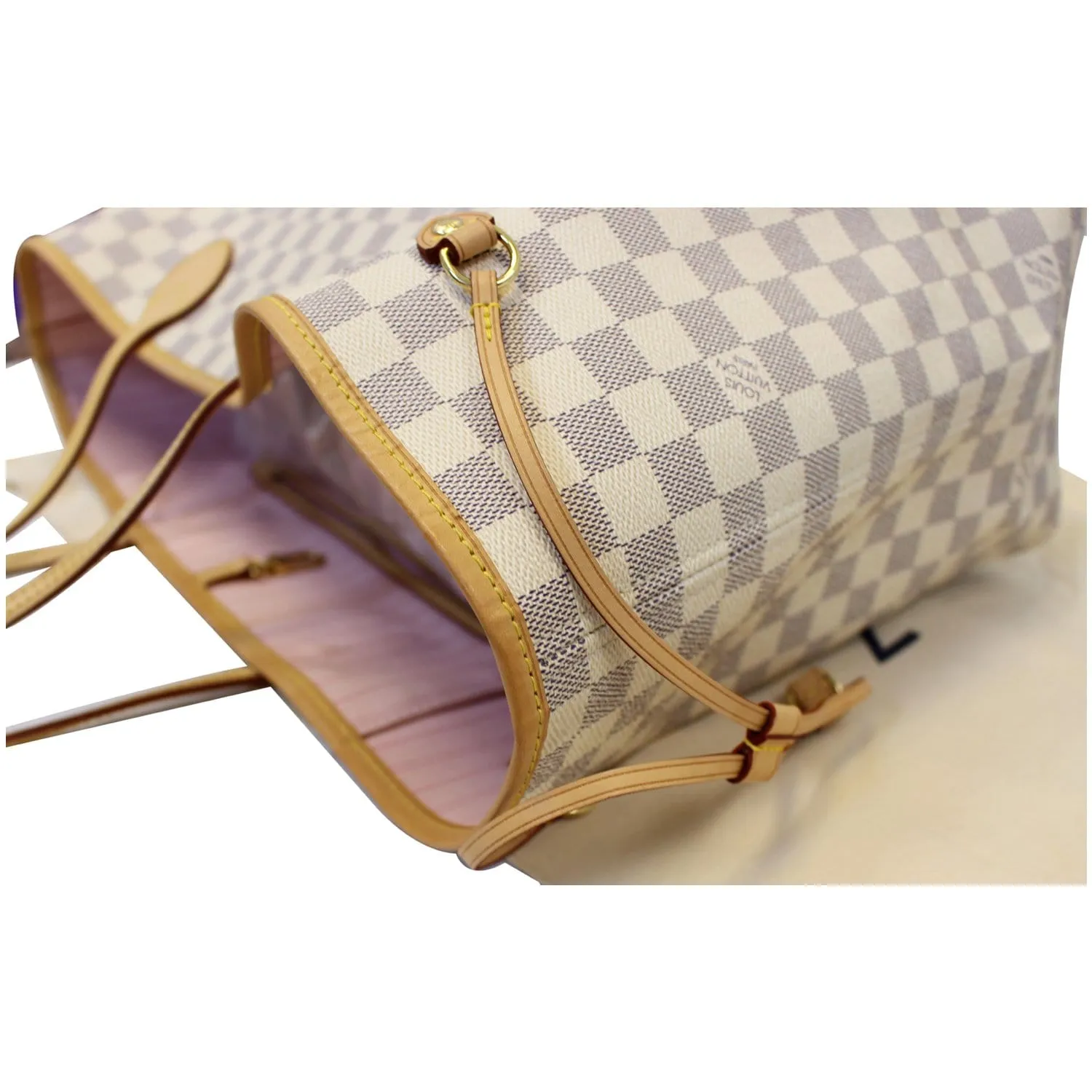 LOUIS VUITTON Neverfull GM Damier Azur Tote Shoulder Bag Rose Ballerine