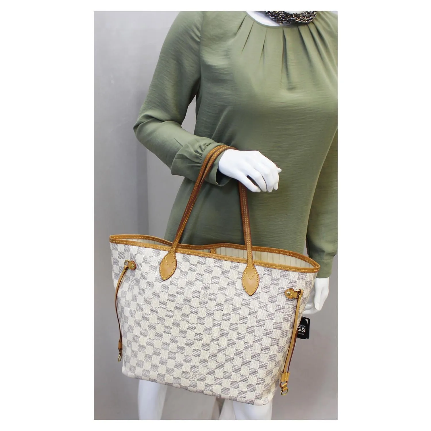 LOUIS VUITTON Neverfull MM Damier Azur Tote Bag