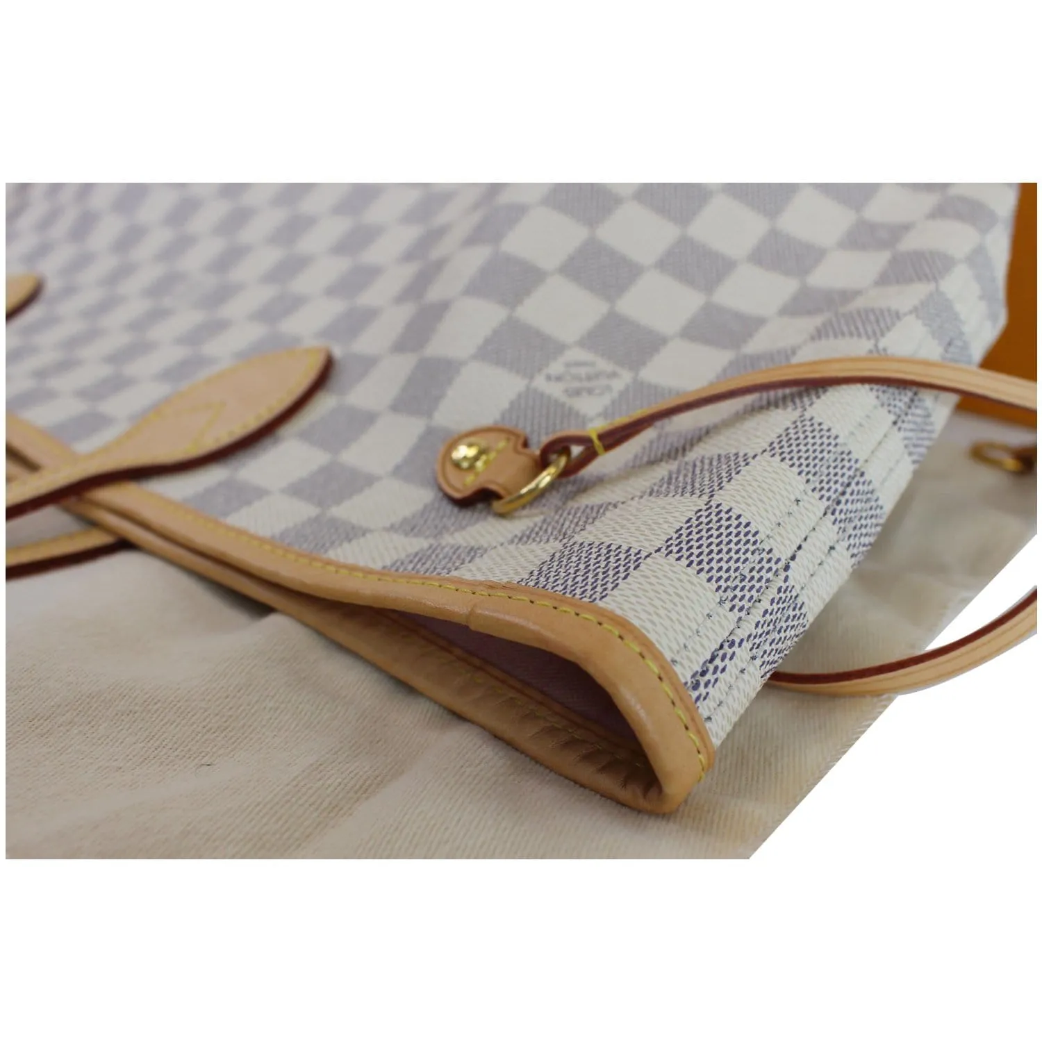 LOUIS VUITTON Neverfull MM Damier Azur Tote Shoulder Bag White