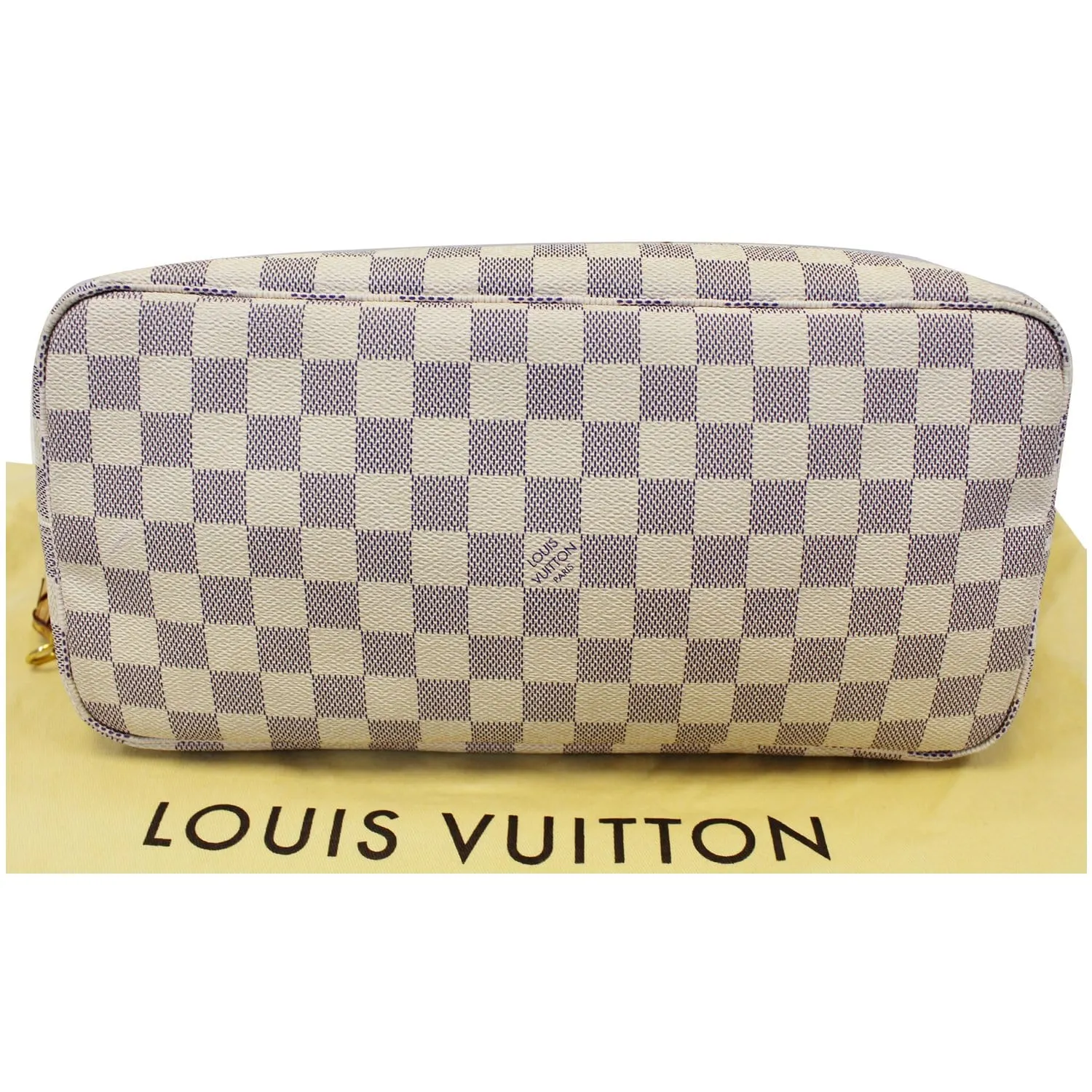LOUIS VUITTON Neverfull MM Damier Azur Tote Shoulder Bag White