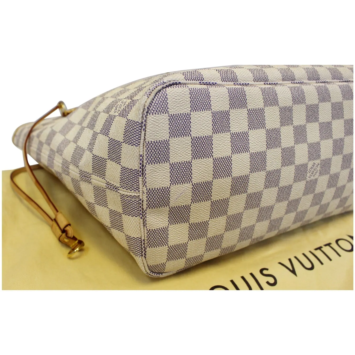 LOUIS VUITTON Neverfull MM Damier Azur Tote Shoulder Bag White