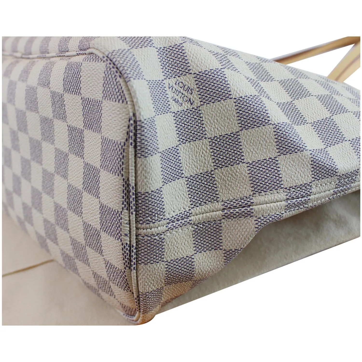 LOUIS VUITTON Neverfull MM Damier Azur Tote Shoulder Bag White