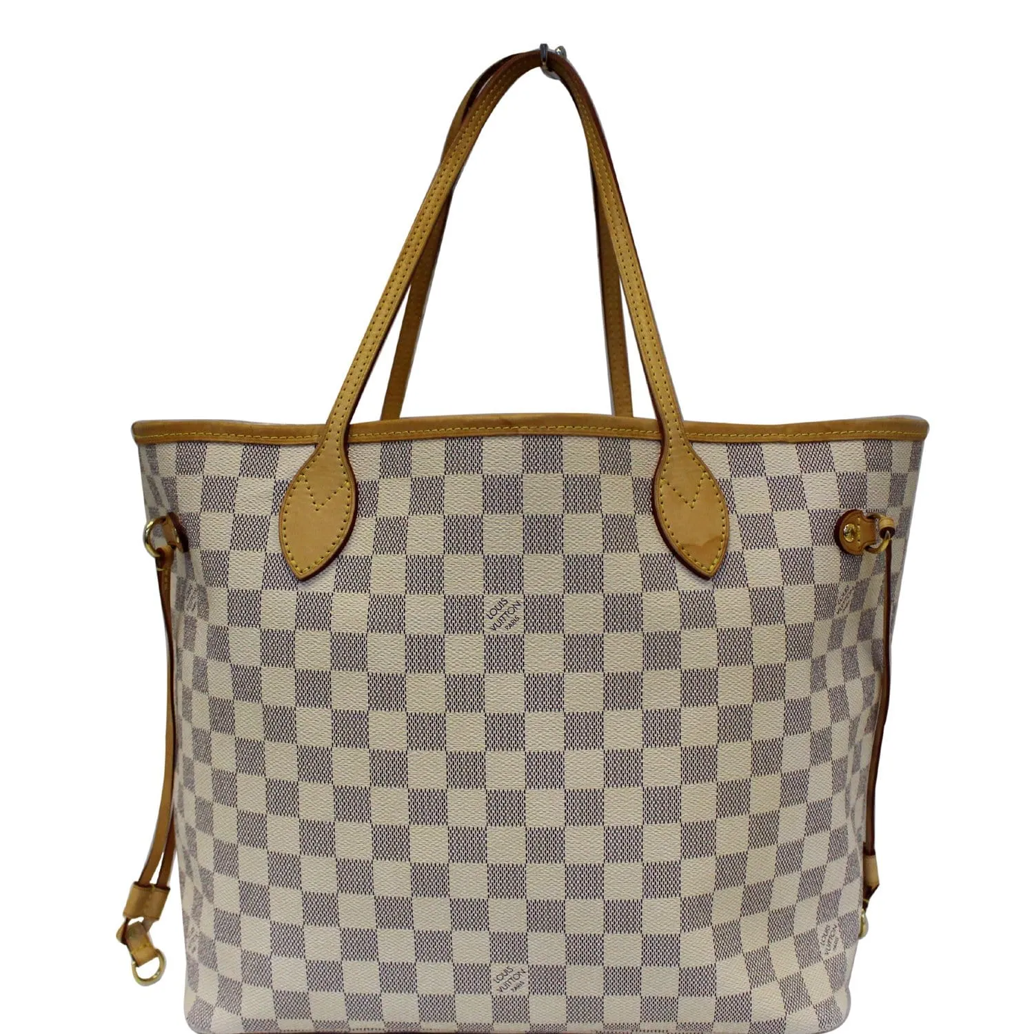LOUIS VUITTON Neverfull MM Damier Azur Tote Shoulder Bag White