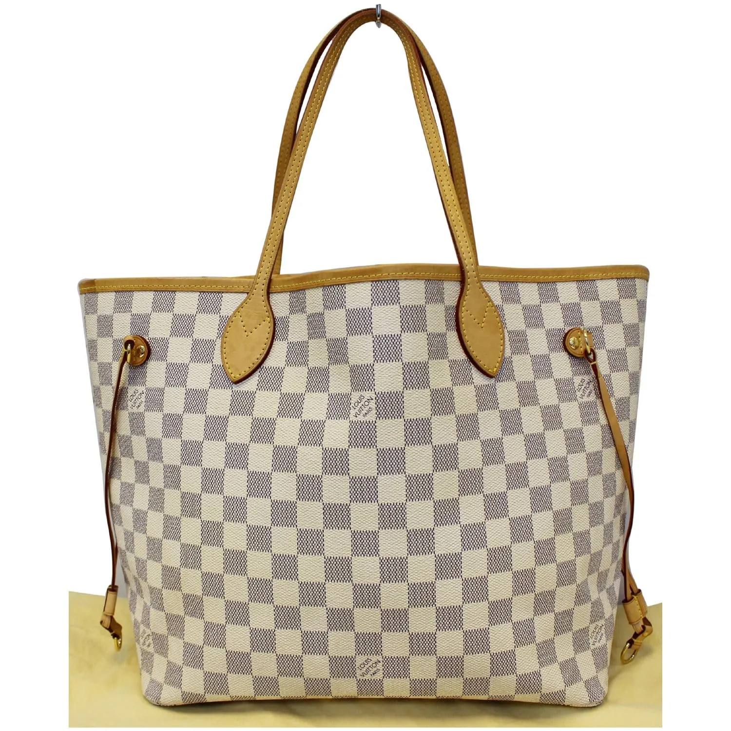 LOUIS VUITTON Neverfull MM Damier Azur Tote Shoulder Bag White