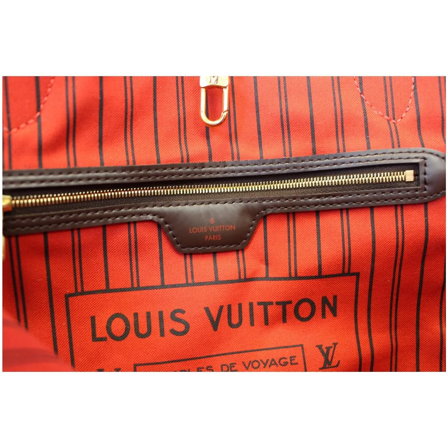 LOUIS VUITTON Neverfull MM Damier Ebene Tote Shoulder Bag Brown
