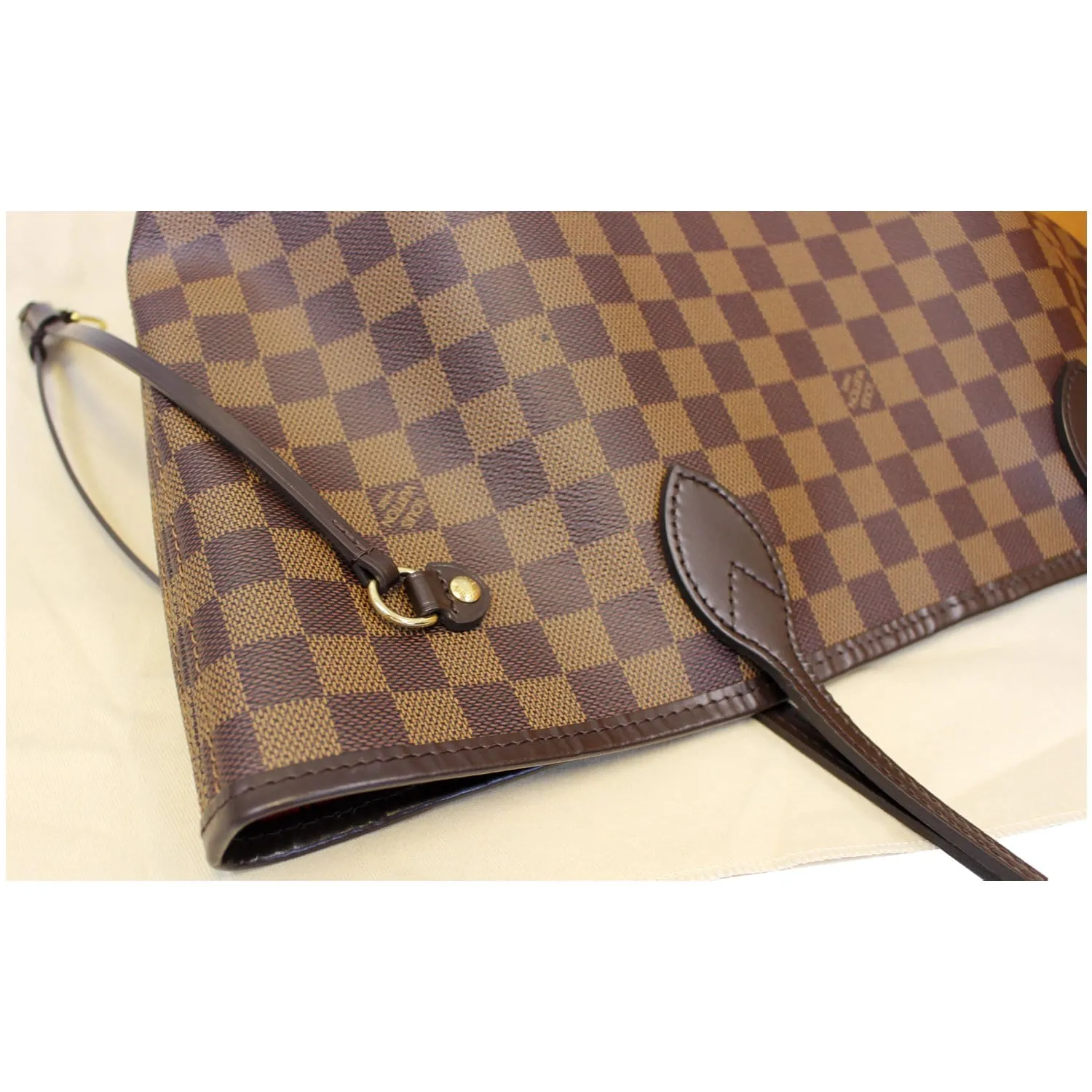 LOUIS VUITTON Neverfull MM Damier Ebene Tote Shoulder Bag Brown