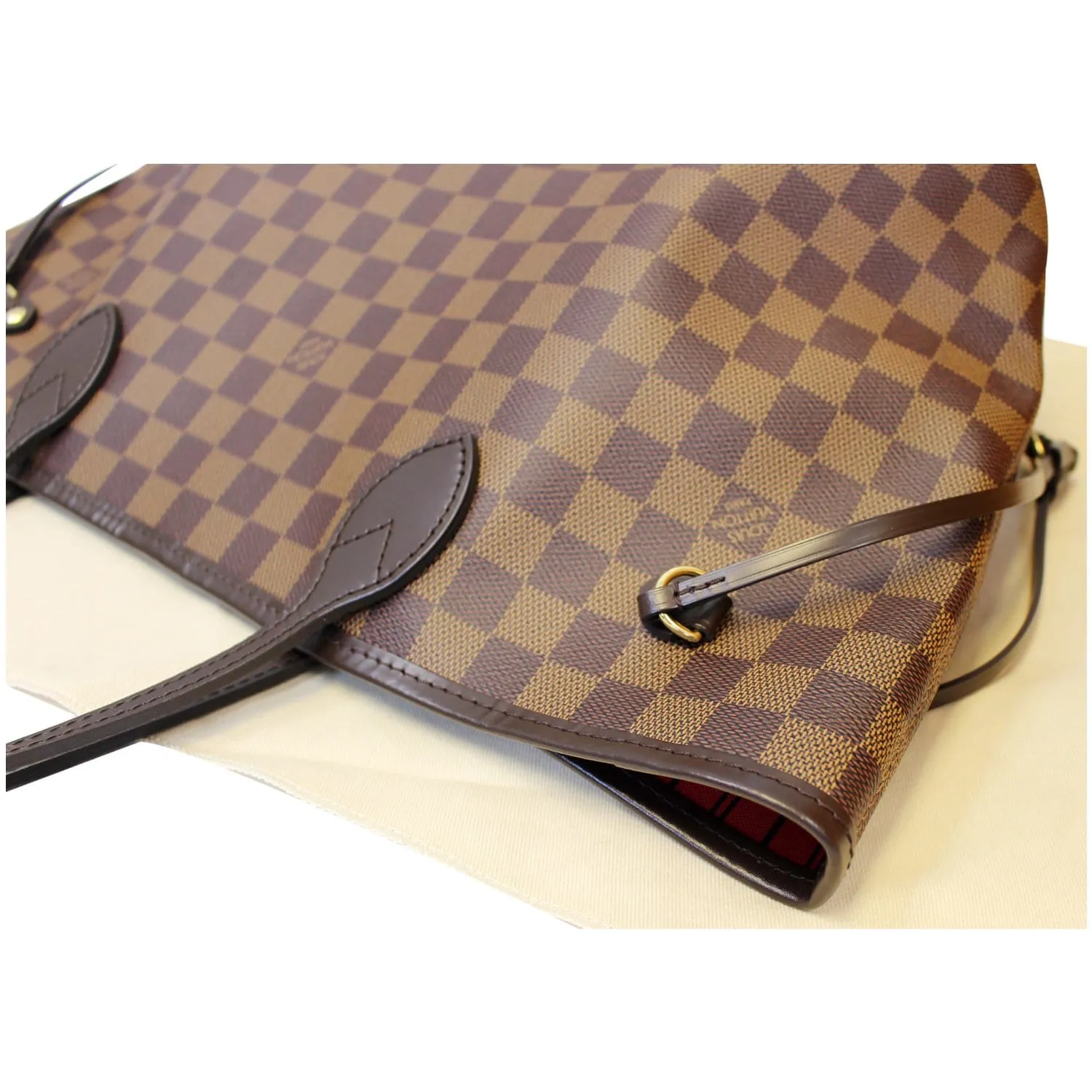 LOUIS VUITTON Neverfull MM Damier Ebene Tote Shoulder Bag Brown