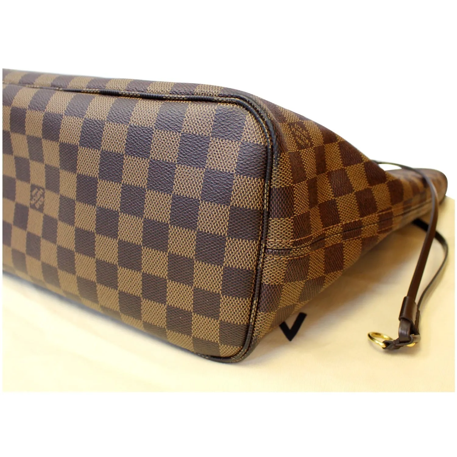 LOUIS VUITTON Neverfull MM Damier Ebene Tote Shoulder Bag Brown