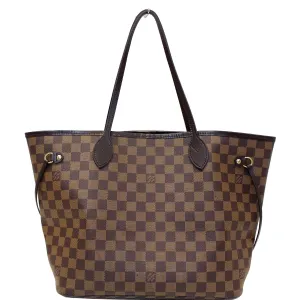 LOUIS VUITTON Neverfull MM Damier Ebene Tote Shoulder Bag Brown