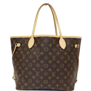 LOUIS VUITTON Neverfull MM Monogram Canvas Tote Bag Brown/Red