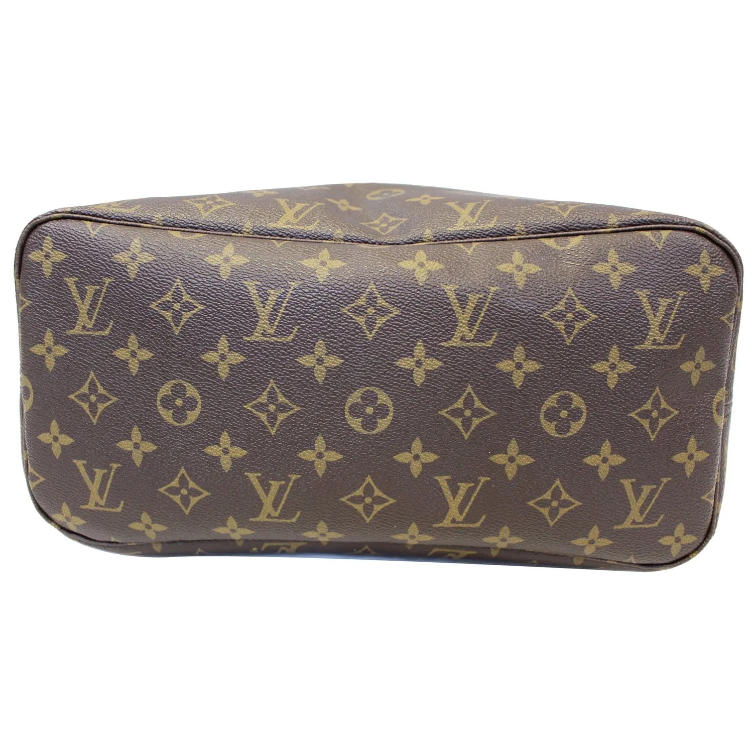 LOUIS VUITTON Neverfull MM Monogram Canvas Tote Bag Brown/Red