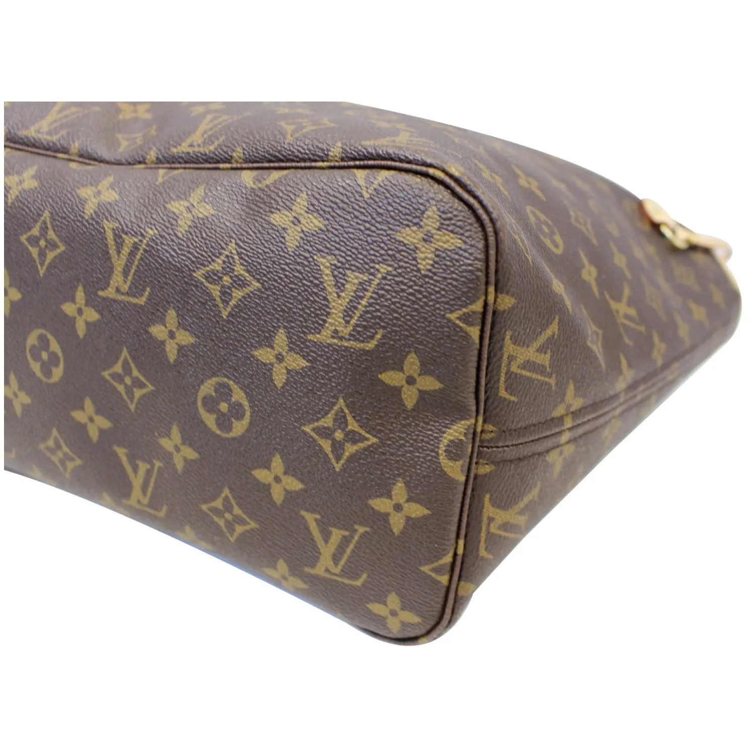 LOUIS VUITTON Neverfull MM Monogram Canvas Tote Bag Brown/Red