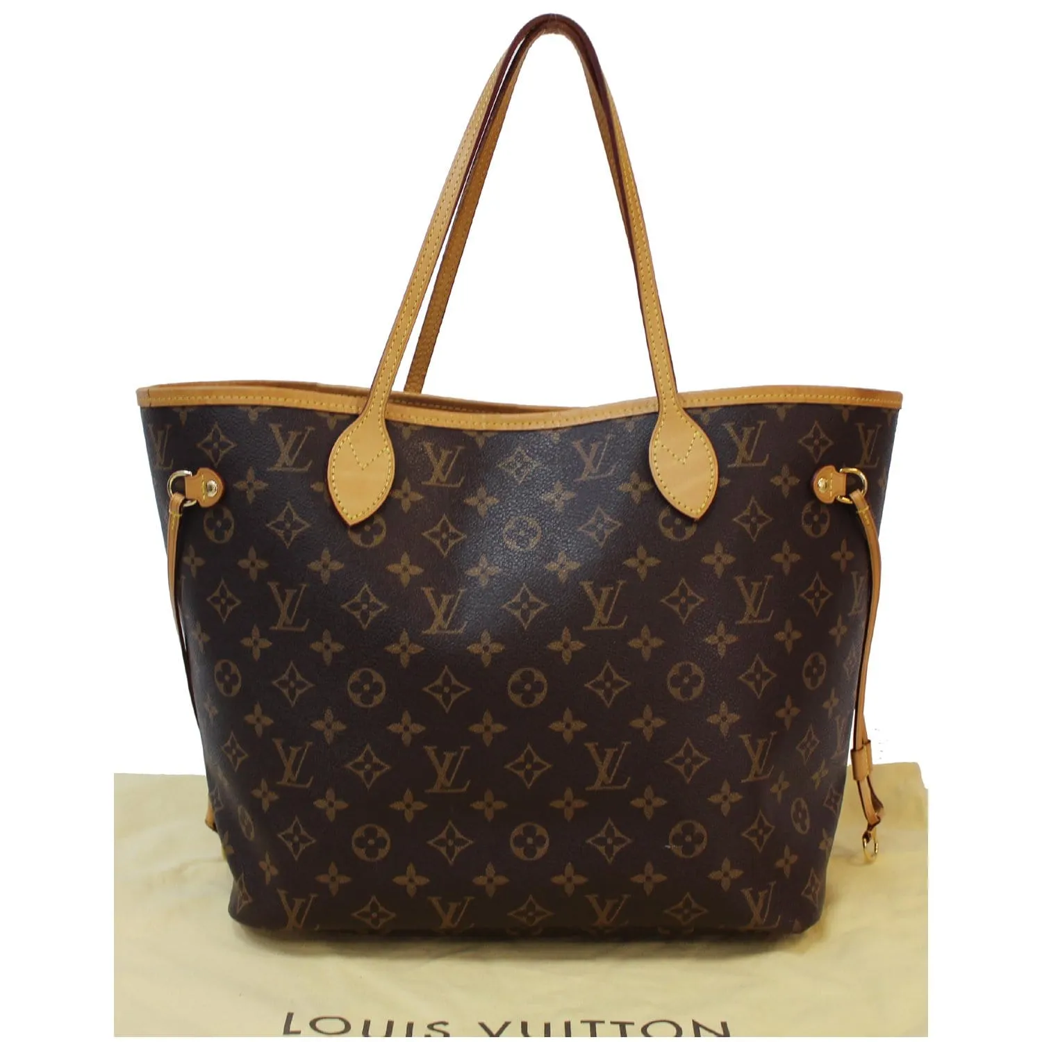 LOUIS VUITTON Neverfull MM Monogram Canvas Tote Shoulder Bag Brown
