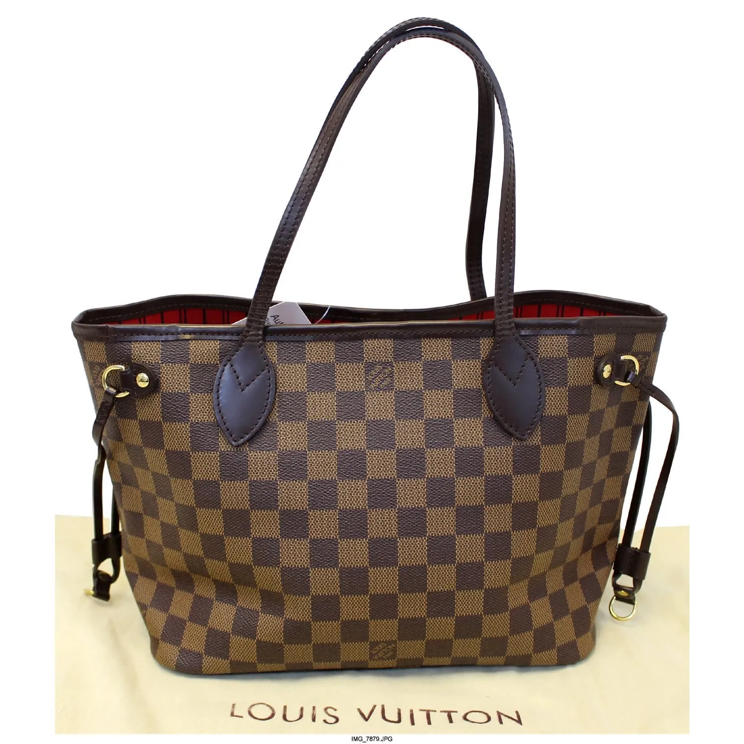 LOUIS VUITTON Neverfull PM Damier Ebene Tote Shoulder Bag Brown