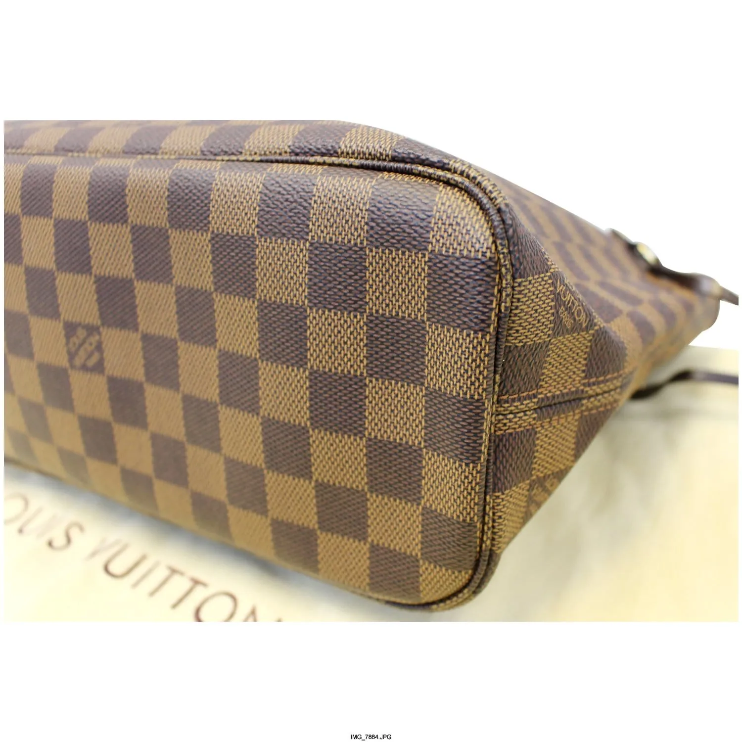 LOUIS VUITTON Neverfull PM Damier Ebene Tote Shoulder Bag Brown