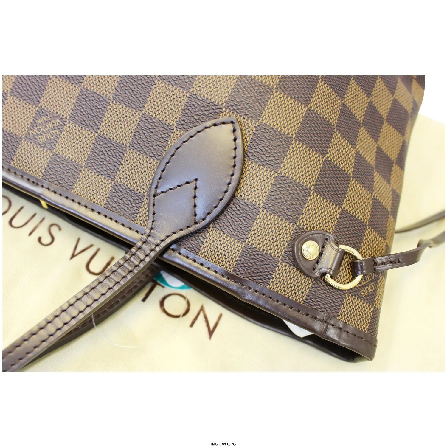 LOUIS VUITTON Neverfull PM Damier Ebene Tote Shoulder Bag Brown
