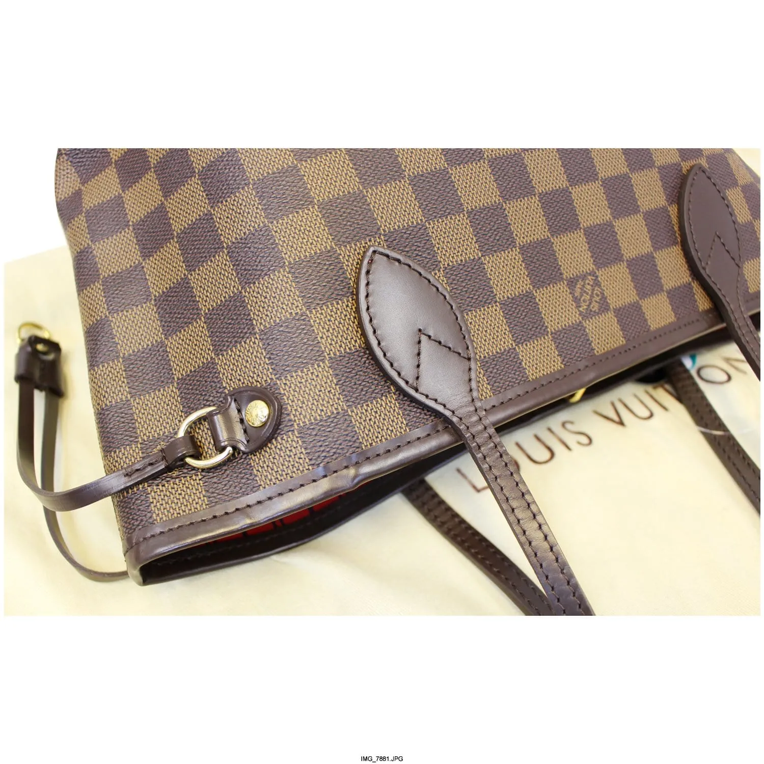 LOUIS VUITTON Neverfull PM Damier Ebene Tote Shoulder Bag Brown