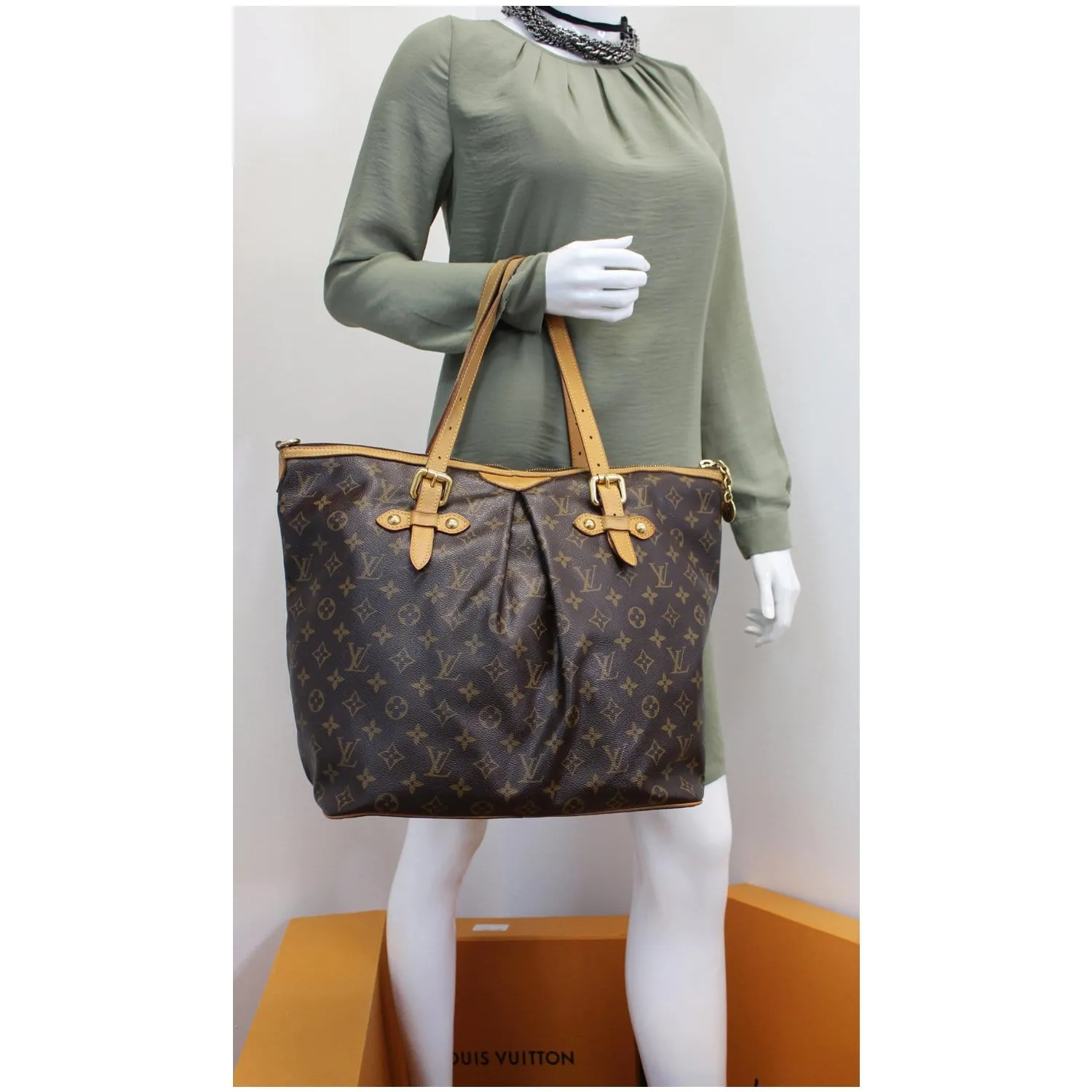 LOUIS VUITTON Palermo GM Monogram Canvas Tote Shoulder Bag Brown