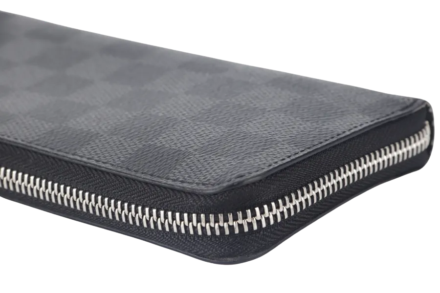 LOUIS VUITTON PORTEFEUILLE VASCO LONG WALLET (N61653) BLACK DAMIER GRAPHITE SILVER HARDWARE WITH DUST COVER AND BOX
