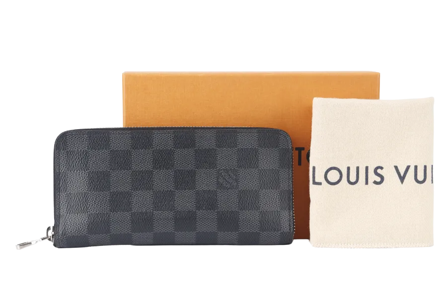LOUIS VUITTON PORTEFEUILLE VASCO LONG WALLET (N61653) BLACK DAMIER GRAPHITE SILVER HARDWARE WITH DUST COVER AND BOX