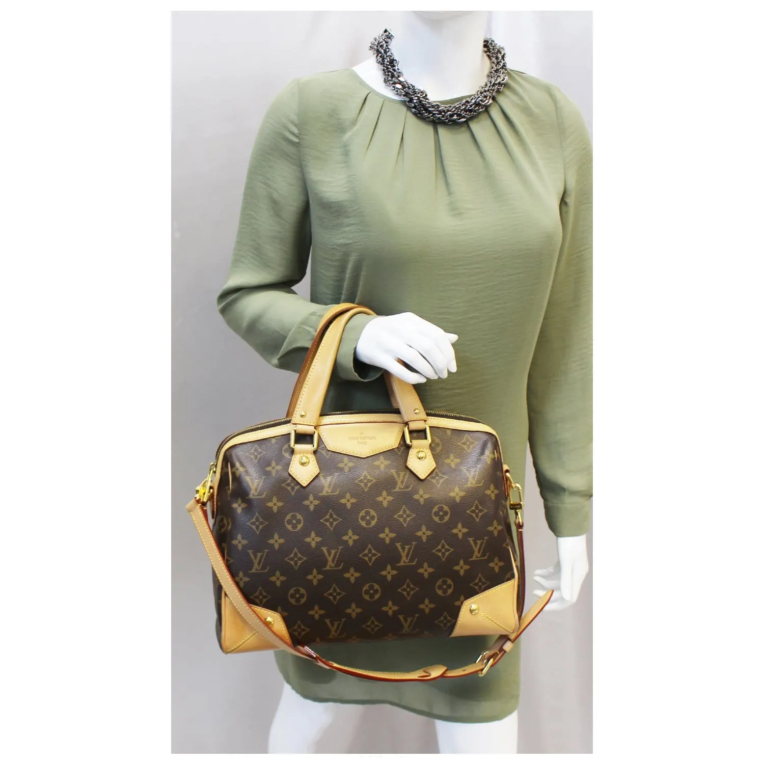 LOUIS VUITTON Retiro PM Monogram Canvas Shoulder Bag Brown