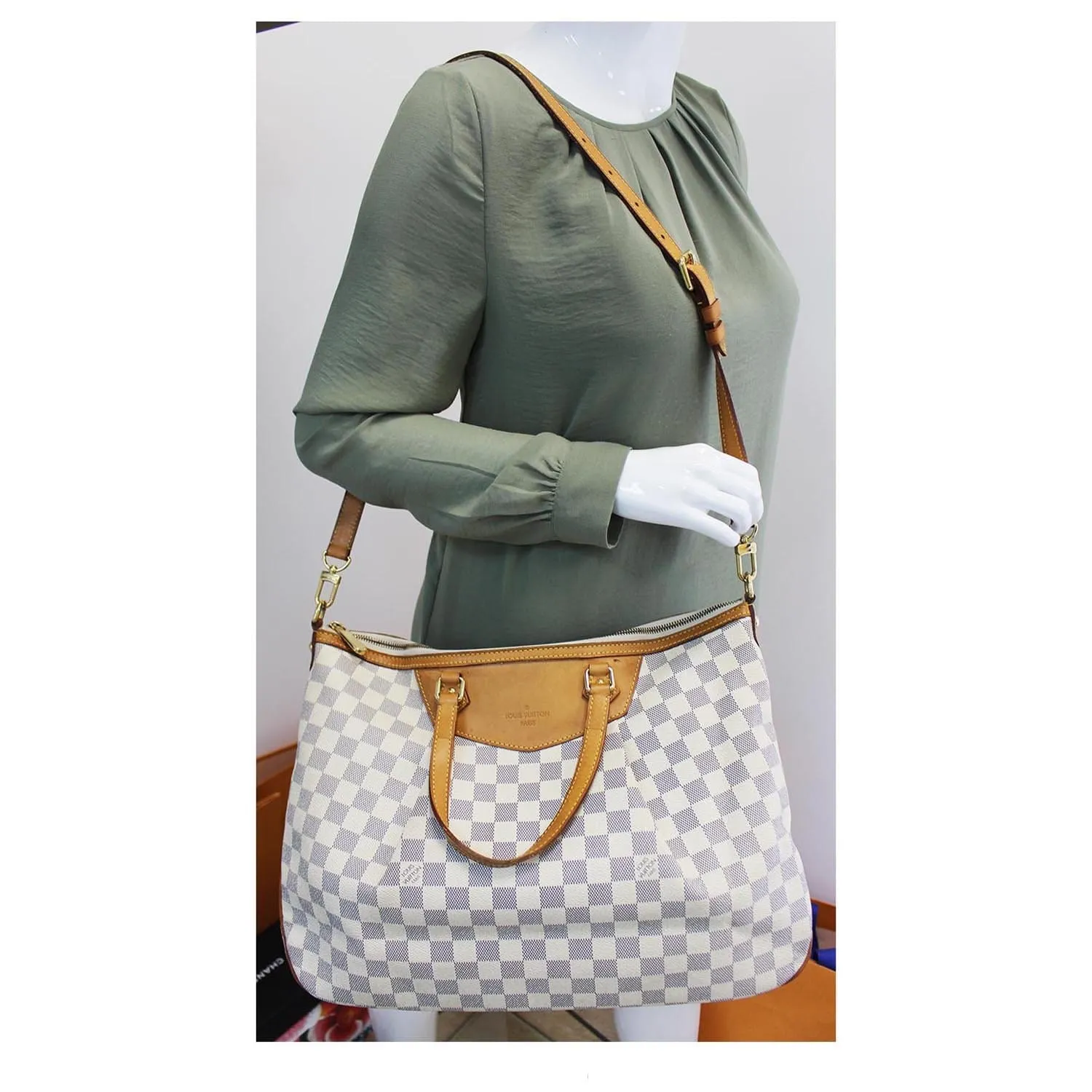 LOUIS VUITTON Siracusa GM Damier Azur Shoulder Bag White - 15% OFF