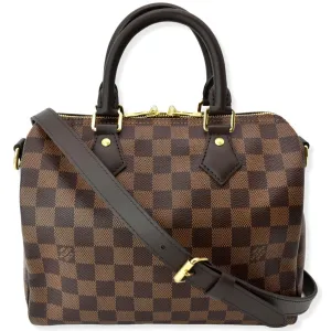 LOUIS VUITTON Speedy 25 Bandouliere Damier Ebene Shoulder Bag Brown