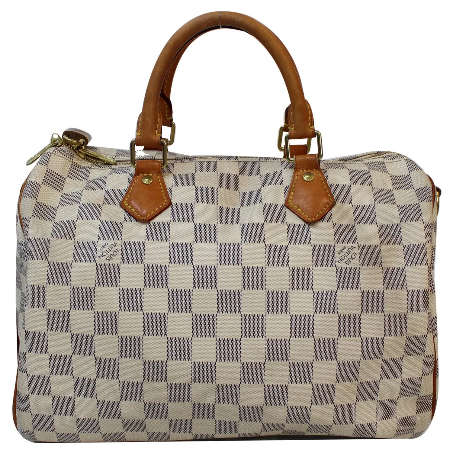 LOUIS VUITTON Speedy 30 Bandouliere Damier Azur Shoulder Bag White