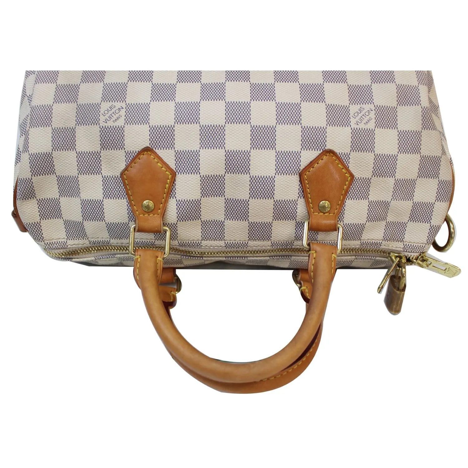 LOUIS VUITTON Speedy 30 Bandouliere Damier Azur Shoulder Bag White