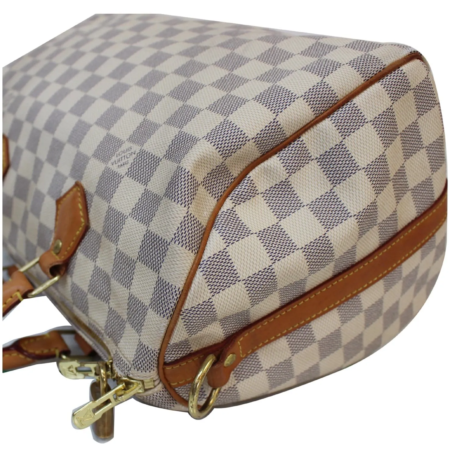 LOUIS VUITTON Speedy 30 Bandouliere Damier Azur Shoulder Bag White