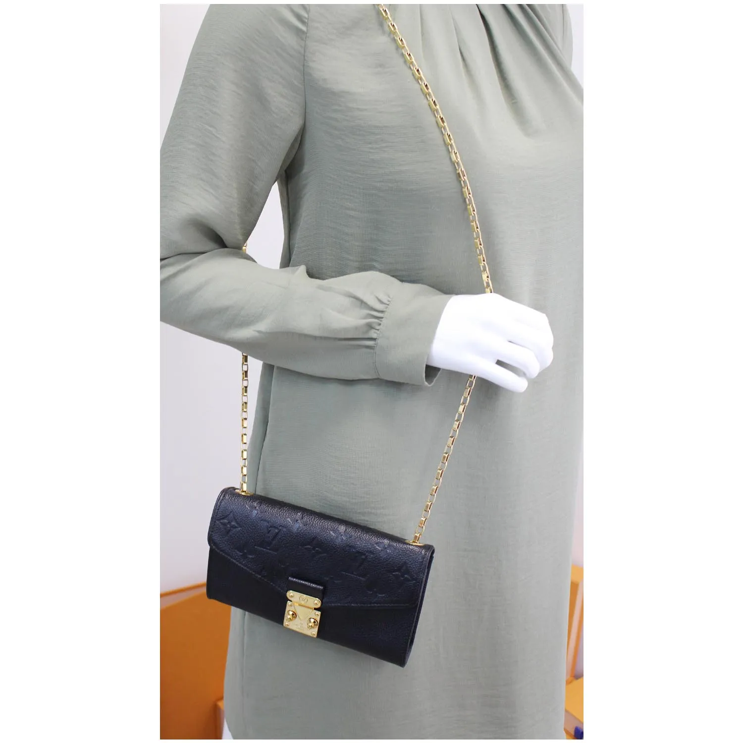 LOUIS VUITTON St Germain Pochette Empreinte Leather Shoulder Bag Black - 15% OFF